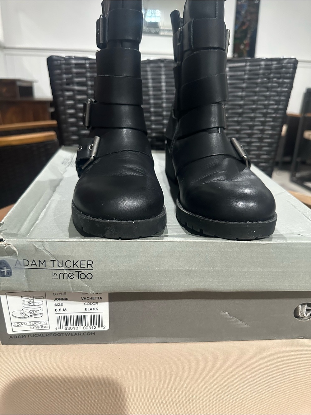 Adam Tucker Black Strap Buckle moto style  Boots for woman